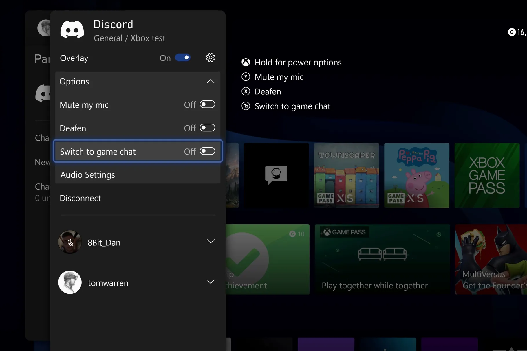 Discord hívások Xbox-on - Screenshot: Tom Warren / The Verge 