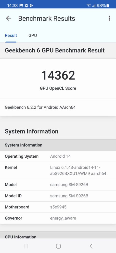 Galaxy S24+ Geekbench GPU