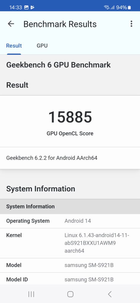 Galaxy S24 Geekbench GPU