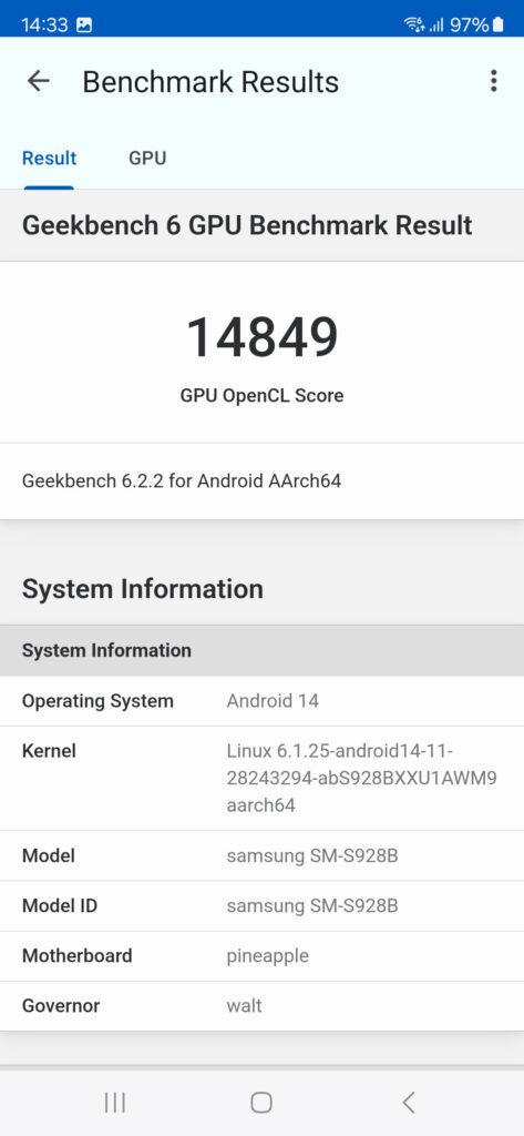 Galaxy S24 Ultra Geekbench GPU