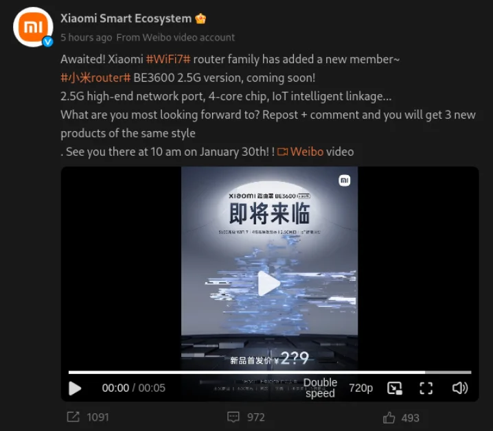 Olcsó Wi-Fi 7-es routerrel készül a Xiaomi - Webio poszt a routerről